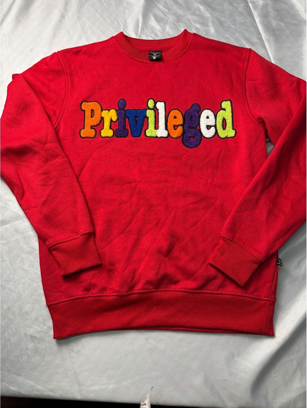 Screenshot Red 'Privileged' Embroidered Crewneck Sweatshirt,